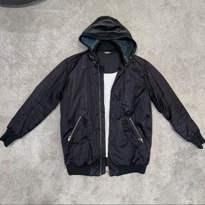 Aritzia TNA Black Jacket with Leather Hood
